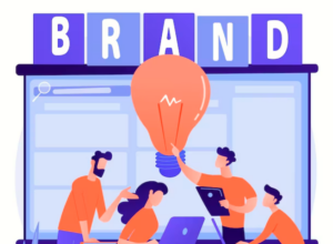 Article Brand Manager : illustration d'une équipe travaillant autour d'une table sous la coordination du brand manager afin de trouver des idées pour la marque de l'entreprise